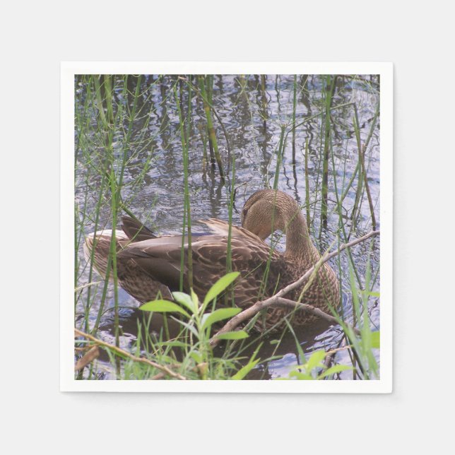 Duck Preening in the Reeds Napkin (Front)