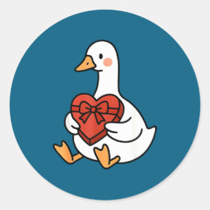 Duck Preppy Silly Just Goose Valentine Love Joke Classic Round Sticker
