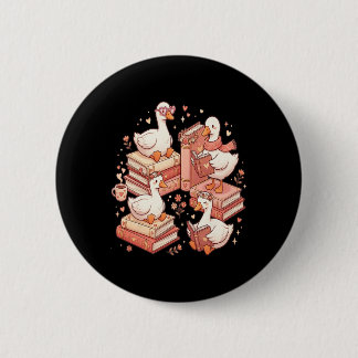 Duck Reading Books Librarian Valentine Teacher Val 6 Cm Round Badge