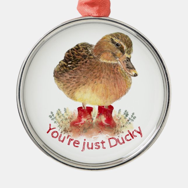  Duck Red Rubber Boots You're just Ducky Metal Tree Decoration (Front)