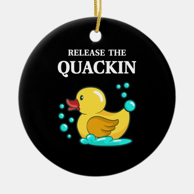 Duck - Release The Quackin Ceramic Tree Decoration (Front)