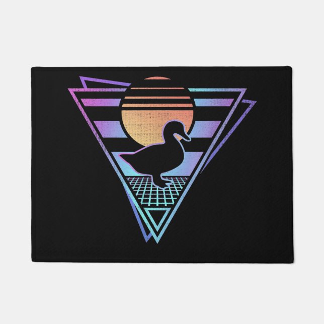 Duck Retro 80s EDM Synthwave Gift T-Shirt Doormat (Front)
