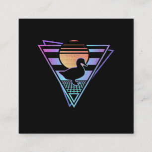 Duck Retro 80s EDM Synthwave Gift T-Shirt Square Business Card