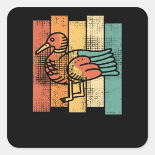 Duck Retro Square Sticker