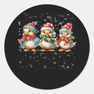 Duck Santa Hat Christmas Lights Silly Goose Merry Classic Round Sticker