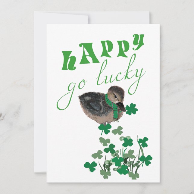 Duck Shamrock Happy Go Lucky St Patrick's Day Holiday Card (Front)