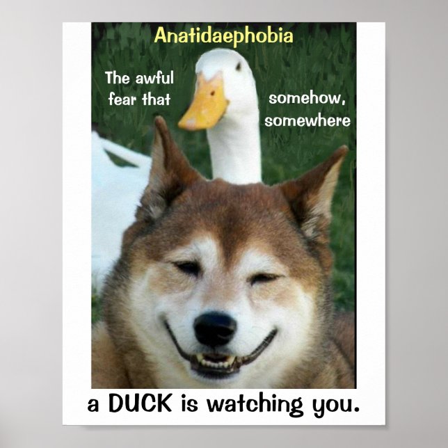 Duck Shiba Inu Dog Anatidaephobia Photo Funny Doge Poster (Front)