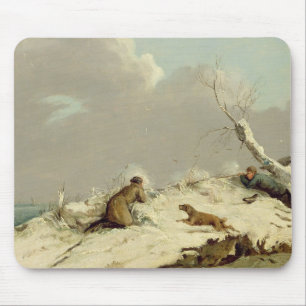 Duck Shooting in Winter (oil on canvas) Mouse Mat