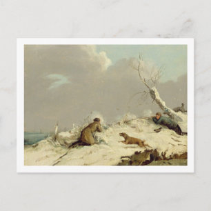 Duck Shooting in Winter (oil on canvas) Postcard