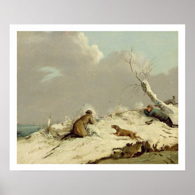 Duck Shooting in Winter (oil on canvas) Poster (Front)