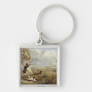 Duck Shooting (oil on canvas) Key Ring