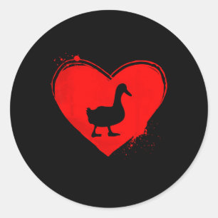 Duck Silhouette Heart Shape Valentine Duck Lovers Classic Round Sticker