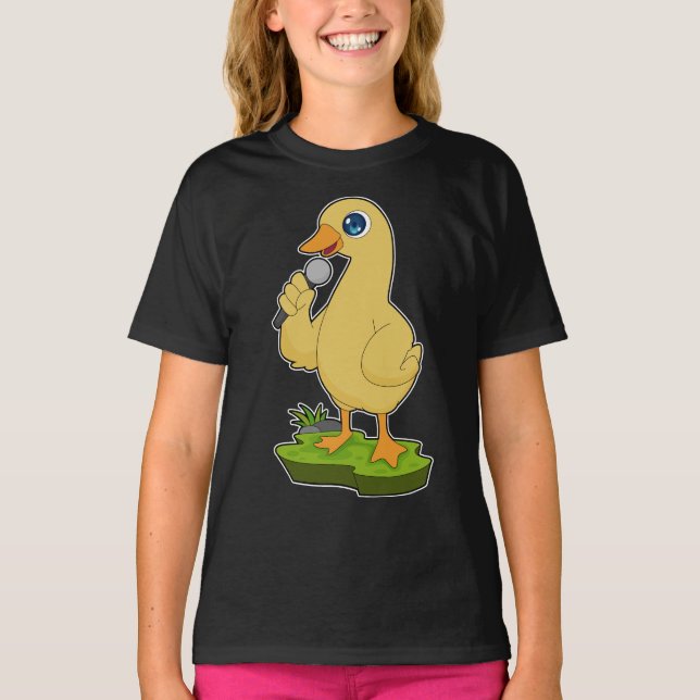 Duck Singer Microphone Music T-Shirt (Front)