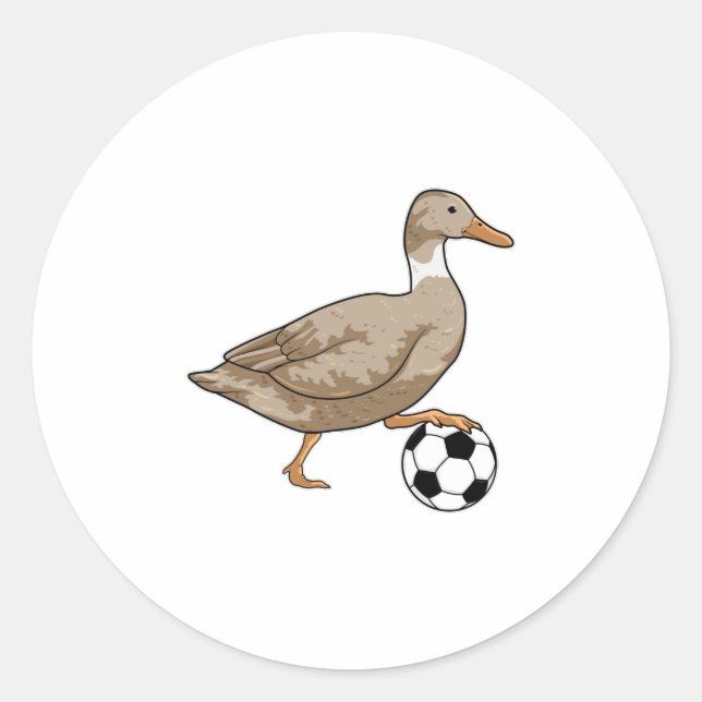 Duck Soccer player Soccer Classic Round Sticker (Front)