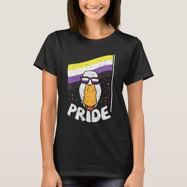 Duck Sunglasses Pride Nonbinary Flag Non Binary En T-Shirt (Front)