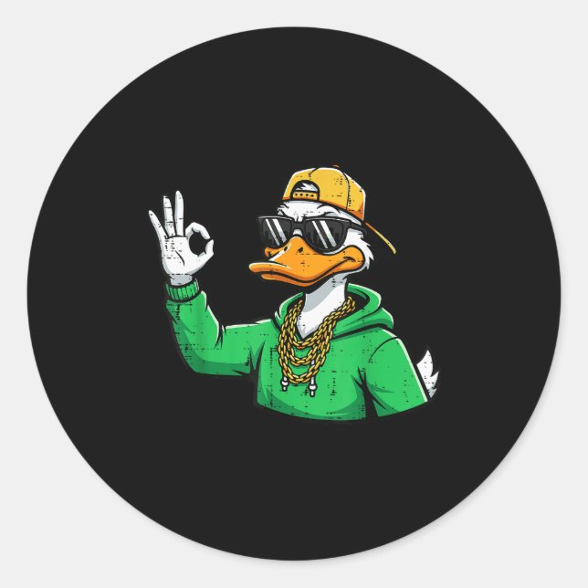 Duck Sungles Men Kids Boys Girls Youth Teen Women  Classic Round Sticker (Front)