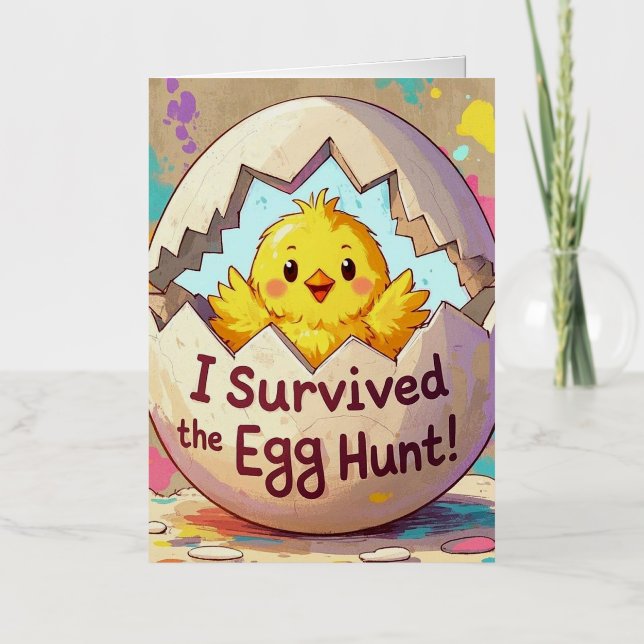 Duck Survived The Easter Egg Hunt Foil Greeting Card (Front)