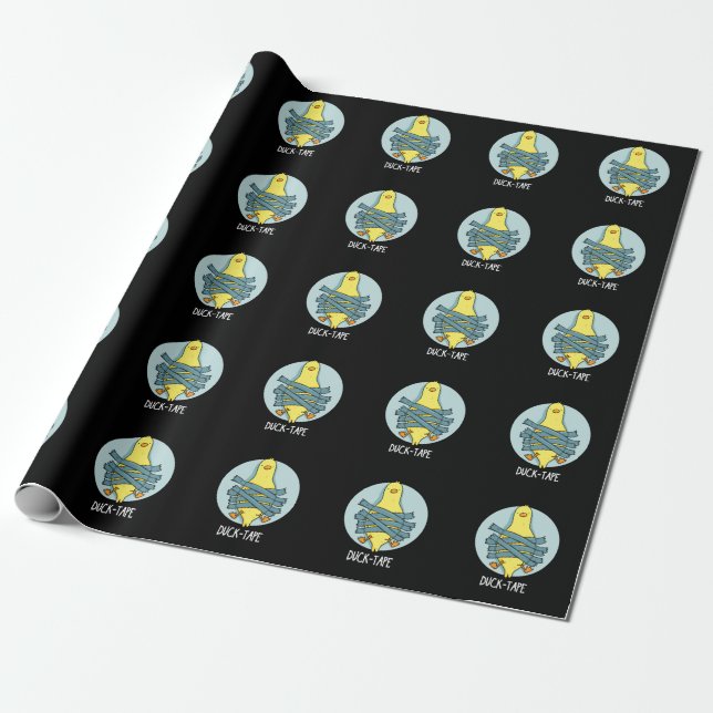 Duck Tape Funny Duct Tape Pun Dark BG Wrapping Paper (Unrolled)