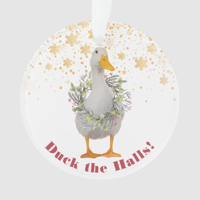 Duck the Halls Christmas Duck Ornament (Front)