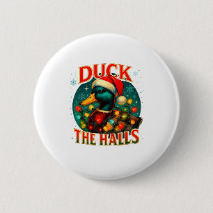 Duck The Halls Funny Christmas Lights Hunting Seas 6 Cm Round Badge