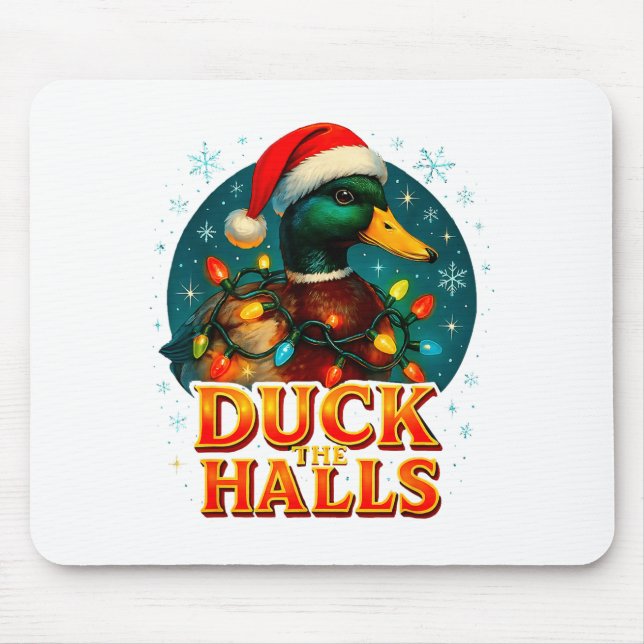 Duck The Halls Funny Christmas Lights Hunting Seas Mouse Mat (Front)