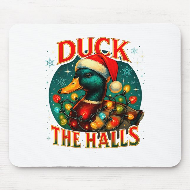 Duck The Halls Funny Christmas Lights Hunting Seas Mouse Mat (Front)