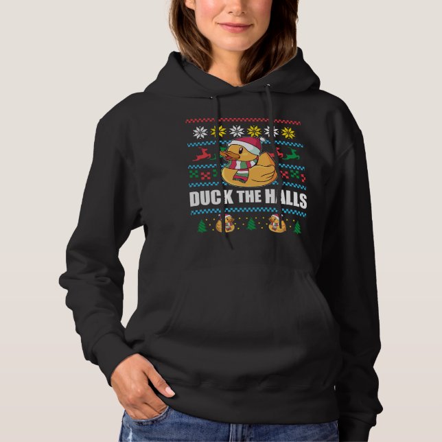 DUCK THE HALLS Funny Ugly Christmas Sweater Meme G (Front)