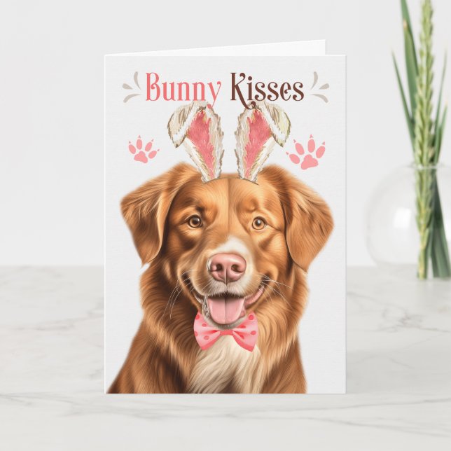 Duck Tolling Retriever Dog Bunny Ears for Easter Holiday Card (Front)