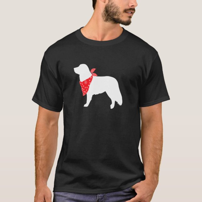 Duck Tolling Retriever Dog Wearing Red Bandanna T-Shirt (Front)