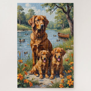Duck Tolling Retriever Riverside Lily Art Jigsaw Puzzle