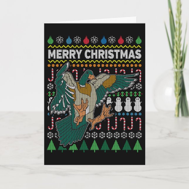 Duck Ugly Christmas Sweater Wildlife Series Holiday Card (Front)