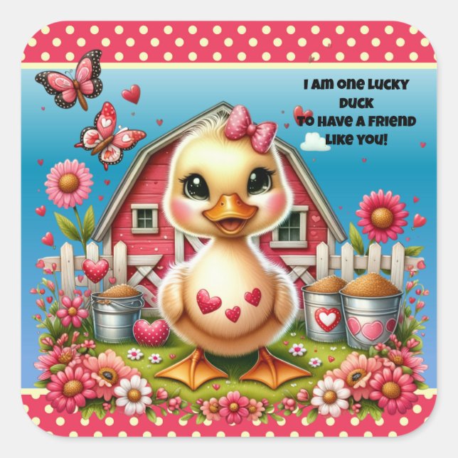 Duck Valentines Day Sticker (Front)