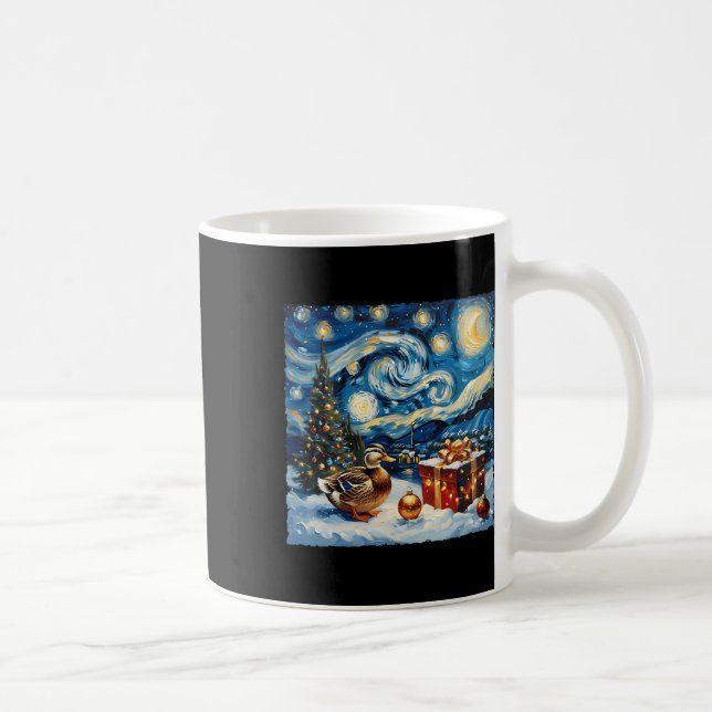 Duck Van Gogh Style Starry Night Christmas Winter  Coffee Mug (Right)