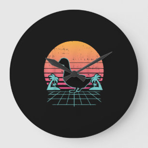 Duck Vaporwave Aestic 80s Farm Animal Farmer Gift Large Clock