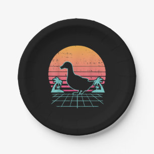 Duck Vaporwave Aestic 80s  Farm Animal Farmer Gift Paper Plate