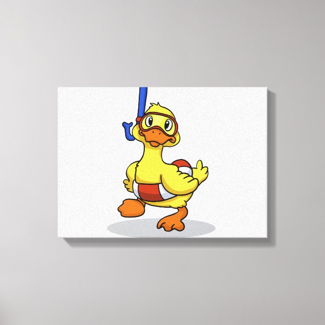 Duck wearing snorkelling mask | choose back colour canvas print (Front)