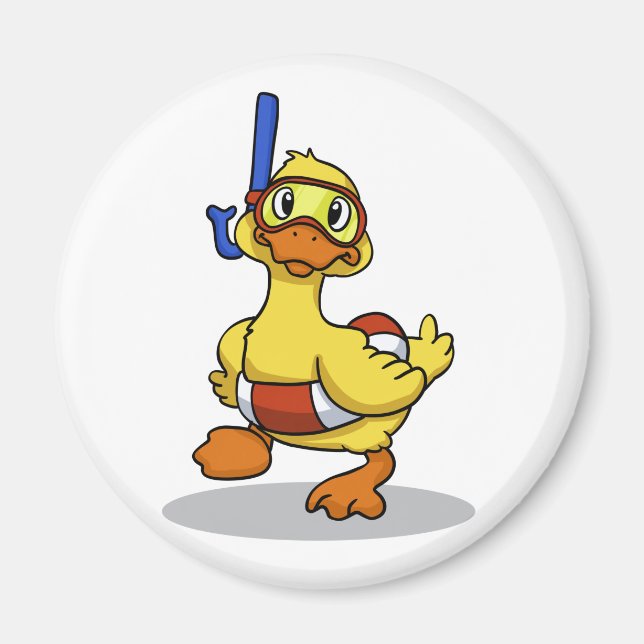 Duck wearing snorkelling mask | choose back colour magnet (Front)