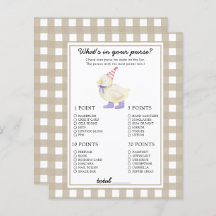 Duck - What's in your purse baby shower game