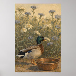 Duck Whimsical Farm Fauna Art Print