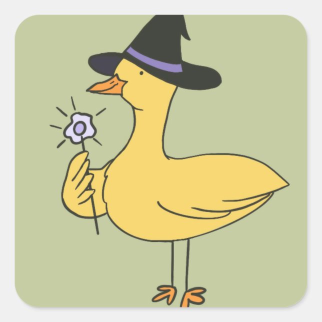 Duck with a Witch Hat Square Sticker (Front)