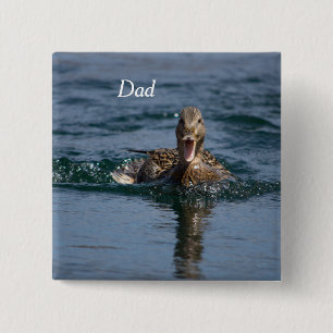 Duck with beak open 15 cm square badge