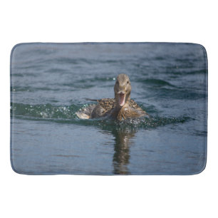 Duck with beak open bath mat