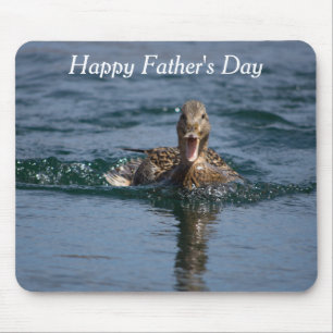 Duck with beak open mouse mat