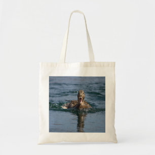 Duck with beak open              tote bag