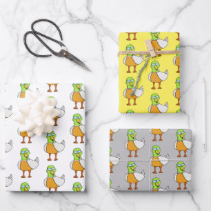 Duck with goggles wrapping paper sheet
