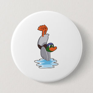 Duck with Handstand in Water.PNG 7.5 Cm Round Badge