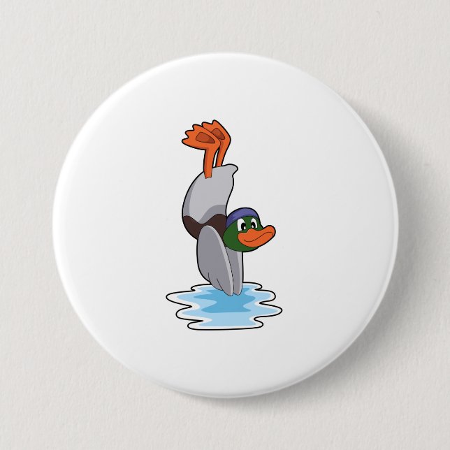 Duck with Handstand in Water.PNG 7.5 Cm Round Badge (Front)