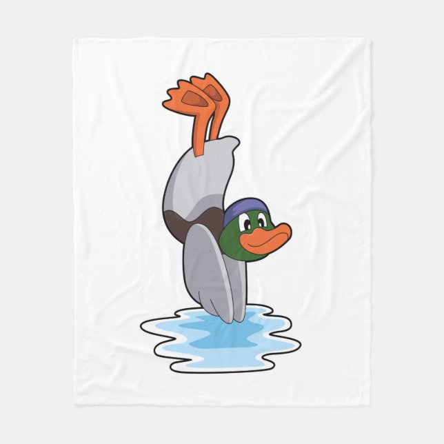 Duck with Handstand in Water.PNG Fleece Blanket (Front)