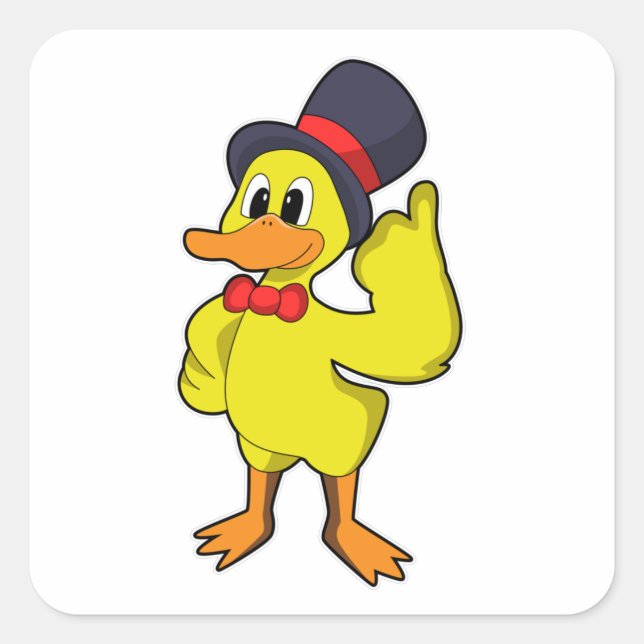 Duck with Hat Square Sticker (Front)