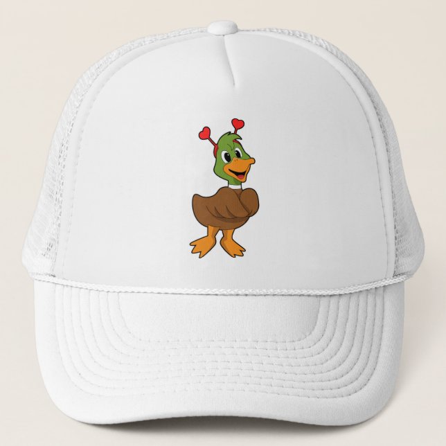 Duck with Heart Headband Trucker Hat (Front)